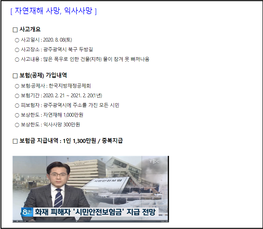 시민안전보험 보상 사례