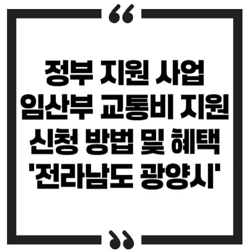 정부 지원 사업 '임산부 교통비 지원' 신청 방법 및 혜택 – 전라남도 광양시