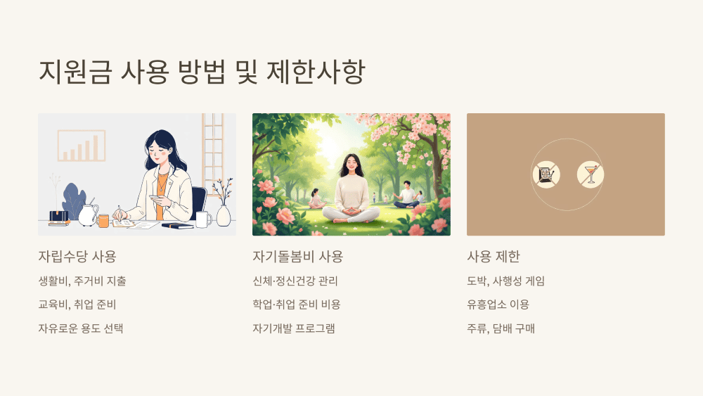 지원금 사용 방법 및 제한사항