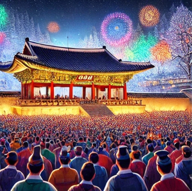 제야의 종 타종행사에 모인 많은 사람들