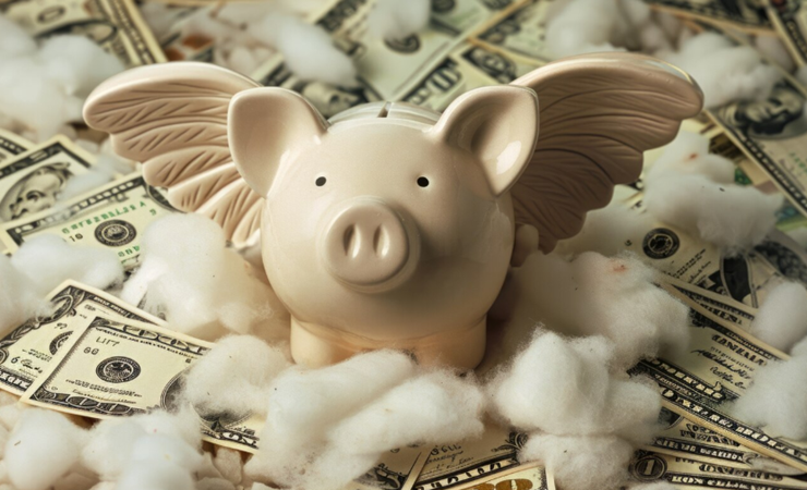 돈위에 앉아있는돼지