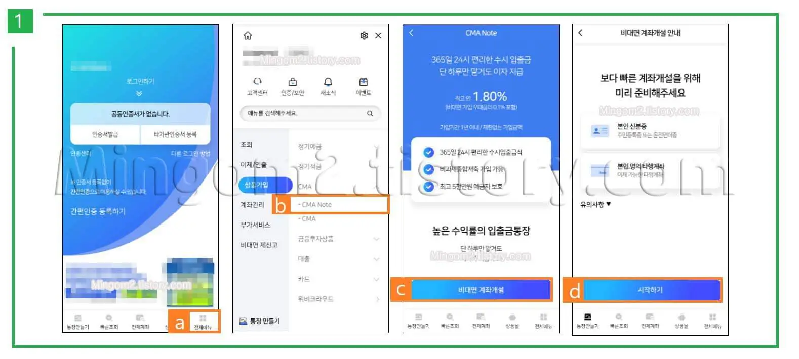 입출금통장 개설방법에 대한 설명