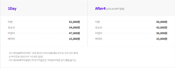 롯데월드+민속박물관이용권금액