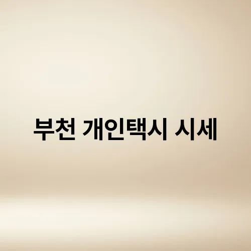 부천 개인택시 시세