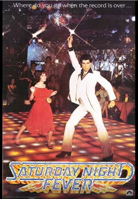 1970~80년대 아이콘 존 트라볼타 주연 영화 토요일 밤의 열기 포스터.