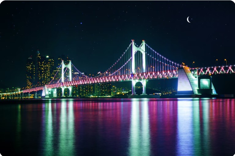 부산시 광안대교 야경 모습