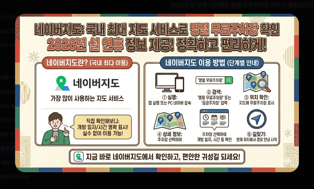 명절 무료주차장 확인(2026년, 설 연휴, 개방 현황)(+ 조회 방법)