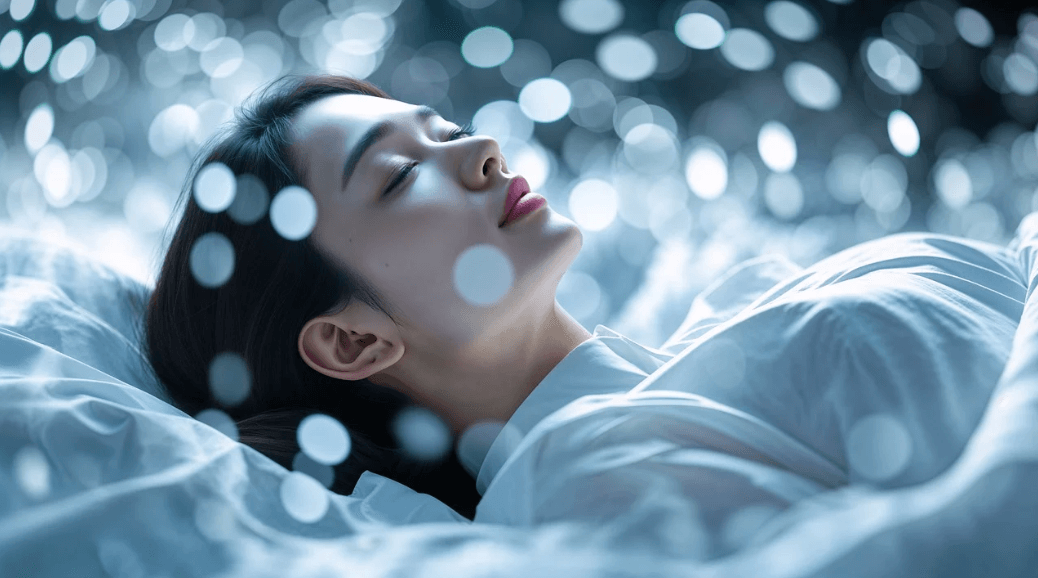 편안한 잠을 자고 있는 여성