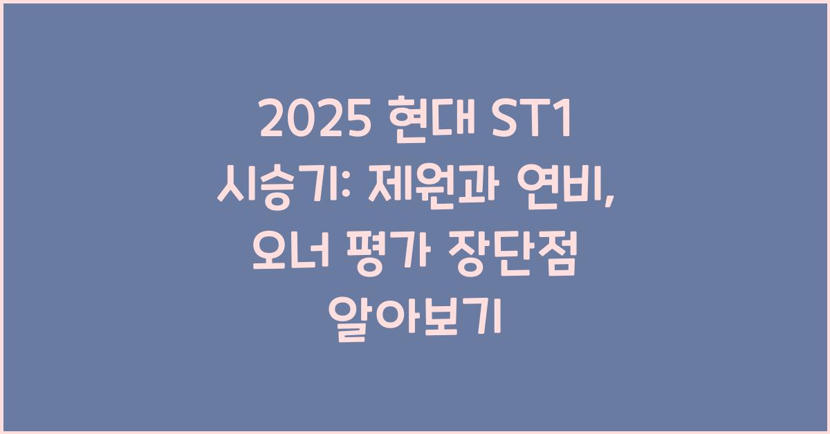 2025 현대 ST1 시승기 제원 연비 장단점 유지비 오너평가