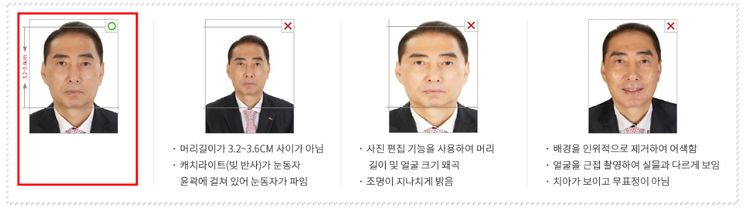여권사진 규정, 여권사진 규격