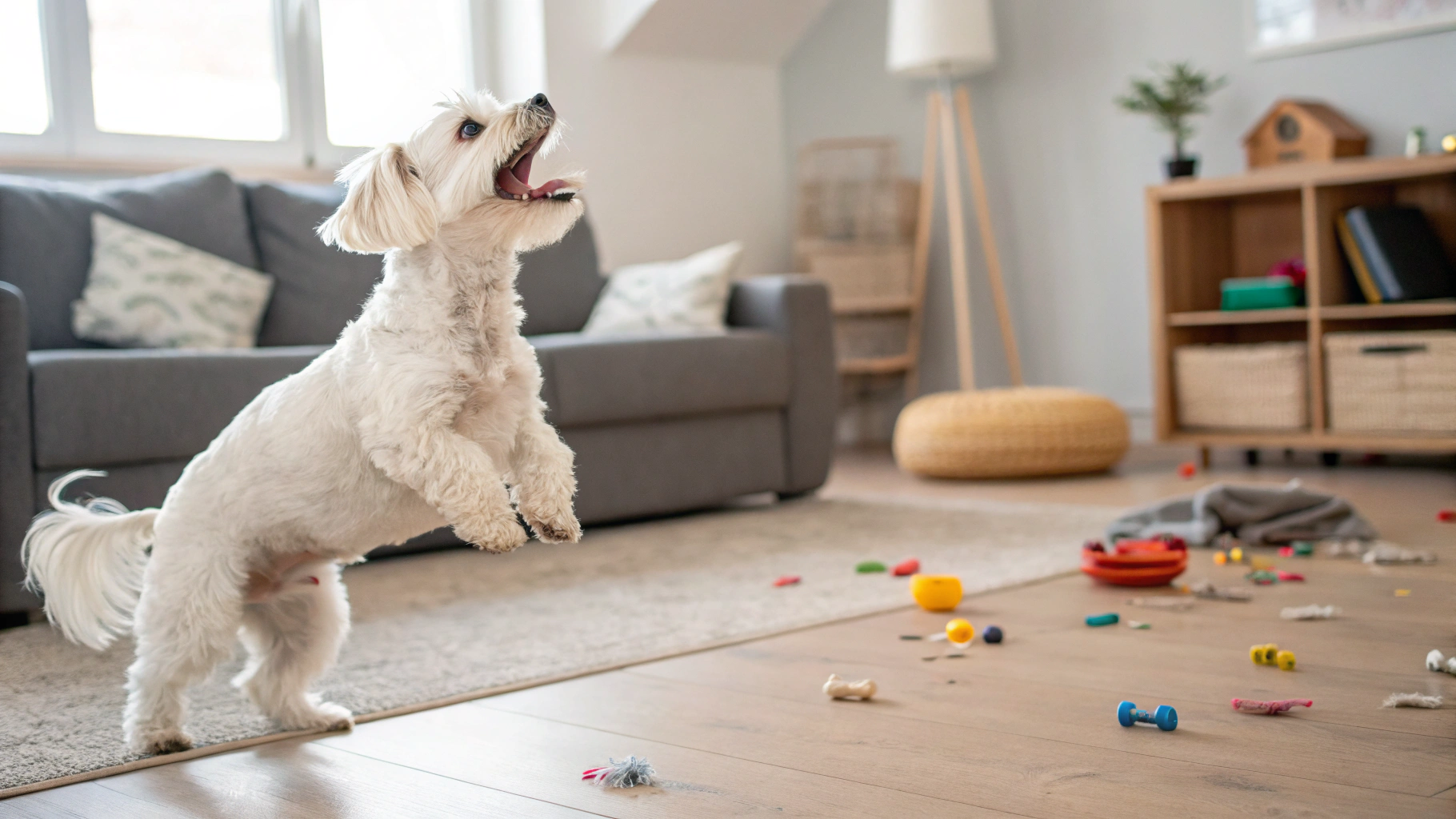 혼자 남겨져서 짖는 말티즈