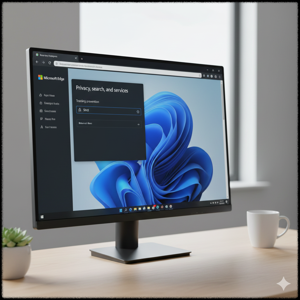 마이크로소프트 엣지에서 추적 방지 기능을 설정하는 화면