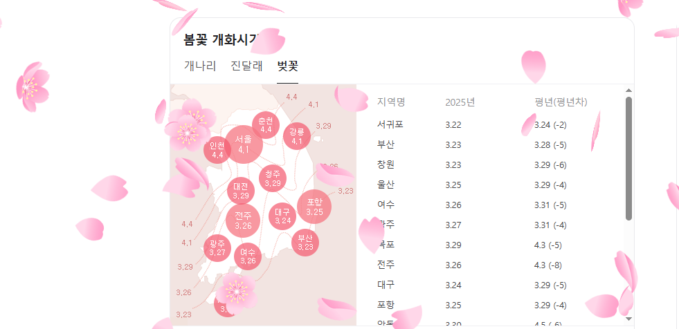 🌸 2025 광주 벚꽃 개화 지도 &amp; 늦게 피는 벚꽃(겹벚꽃) 명소 정리!