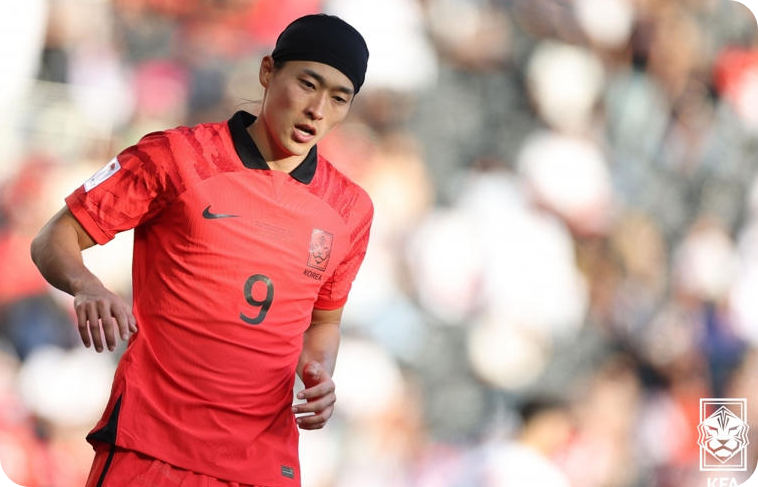 축구 국가대표팀 시절 조규성. [사진=대한축구협회 제공]