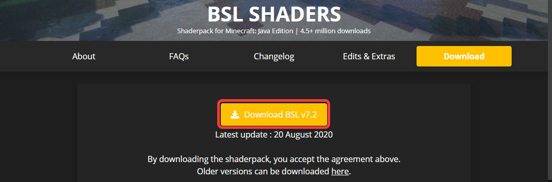 BSL 쉐이더팩 다운로드 경로