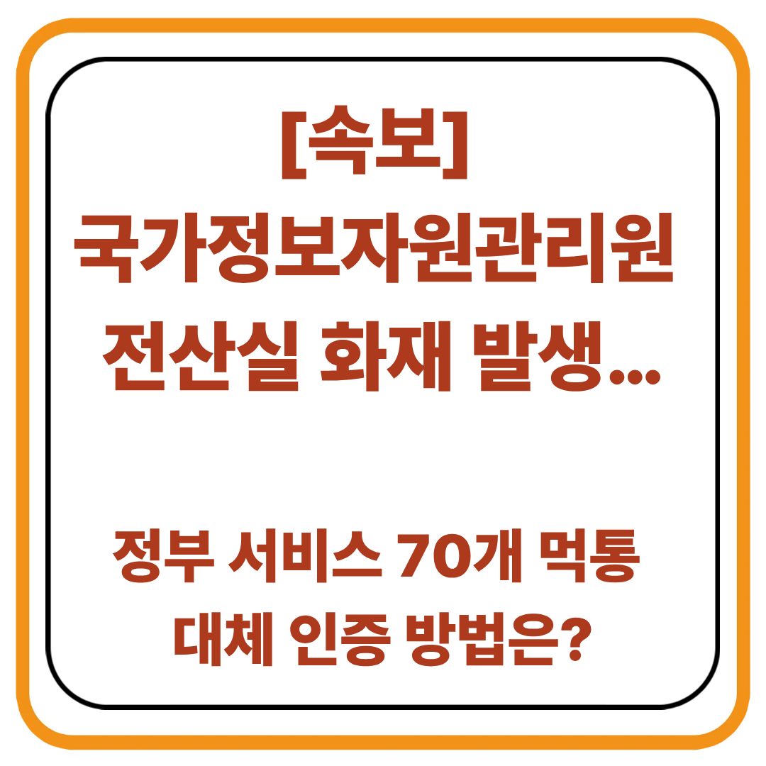 [속보] 국가정보자원관리원 전산실 화재 발생…정부 서비스 70개 먹통, 대체 인증 방법은?