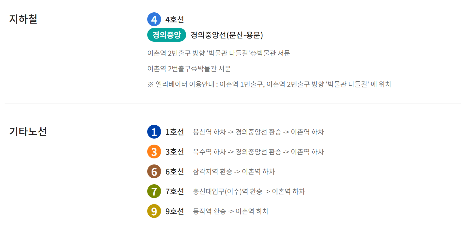 지하철 노선안내