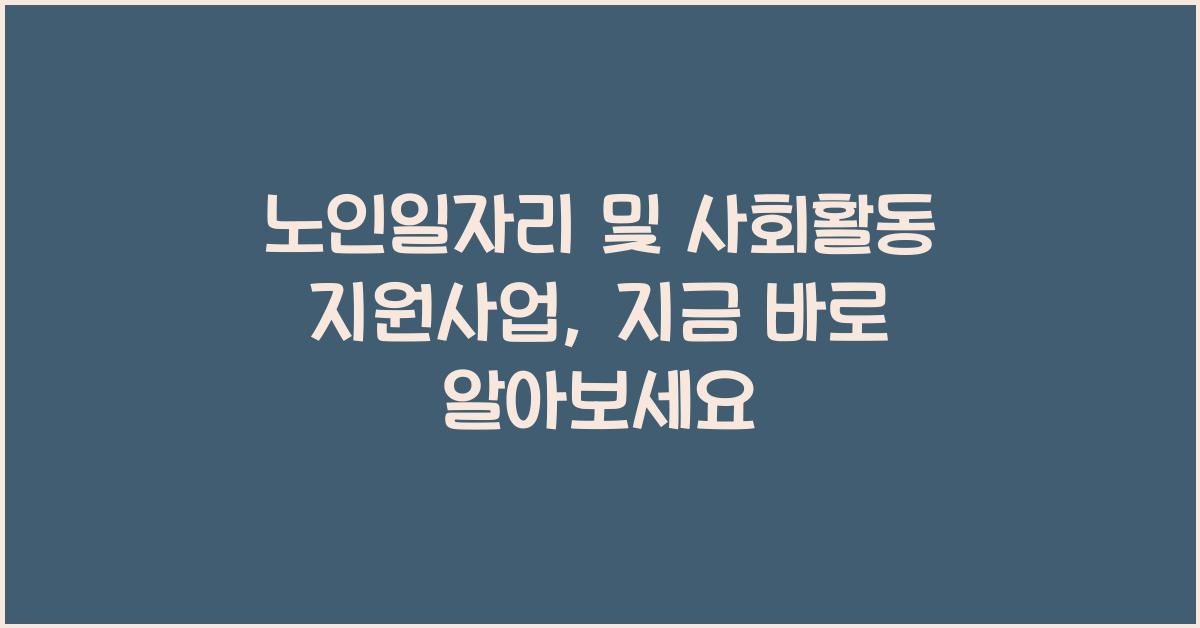 노인일자리 및 사회활동 지원사업