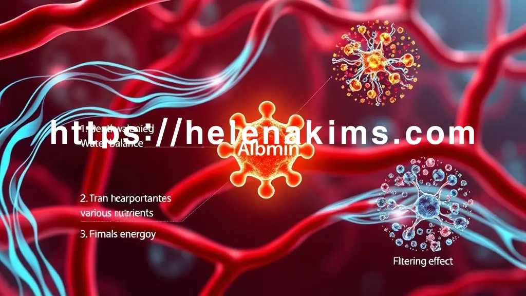 인체 혈관의 흐름 속에서 빛나는 알부민 분자.