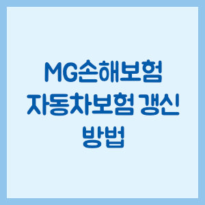 MG손해보험 자동차보험 갱신 방법