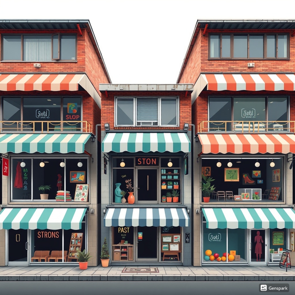 상가들이 모여있는 일러스트 이미지