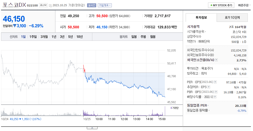 포스코 DX_주가