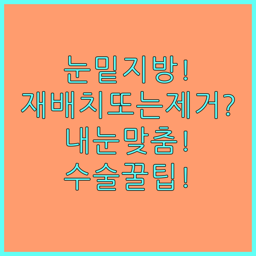 눈밑지방 재배치 및 제거, 내 눈에 ..