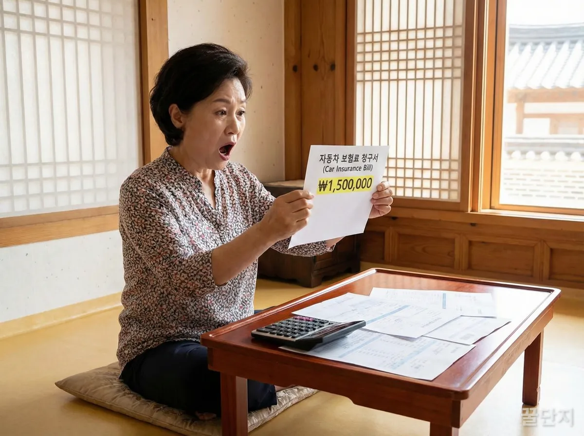 자동차 보험료 할증 고지서를 보고 놀라는 한국인 운전자