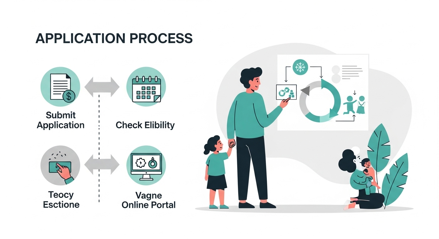 육아휴직 급여 신청 절차를 안내하는 단계별 인포그래픽