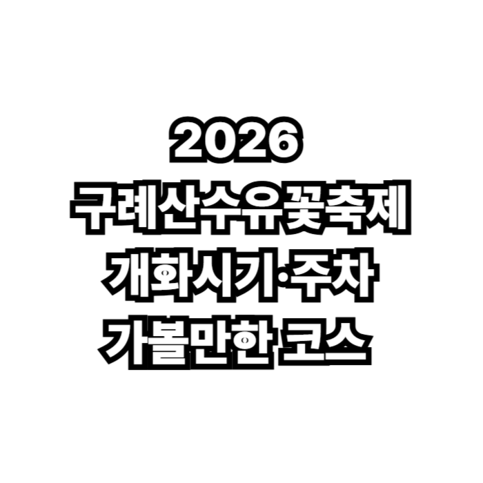 2026 구례산수유꽃축제 완벽 가이드|개화시기·주차·가볼만한 코스 총정리