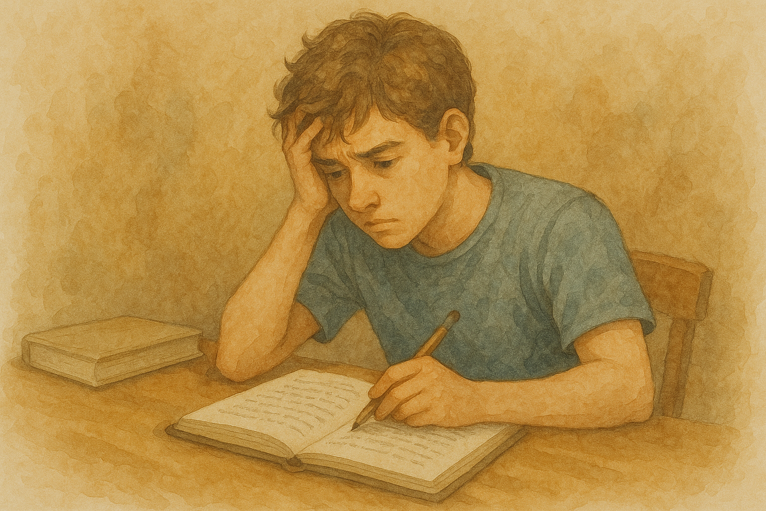 학습하는 청소년의 집중 모습