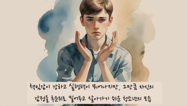 책임감이 강하고 실행력이 뛰어나지만, 그만큼 자신의 감정을 후순위로 밀어두고 살아가기 쉽습니다에 관한 그림