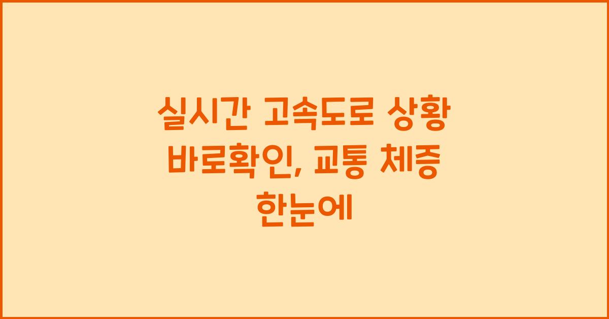 실시간 고속도로 상황 바로확인