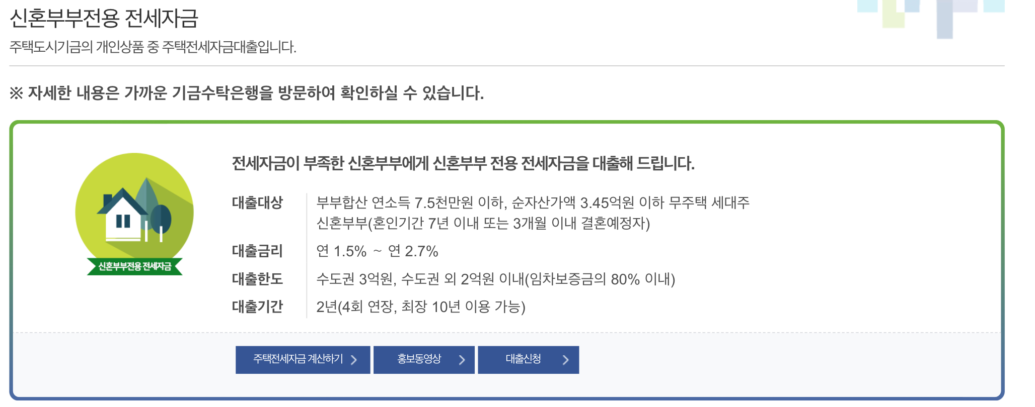 신혼부부 전세대출 조건, 금리 및 신청방법