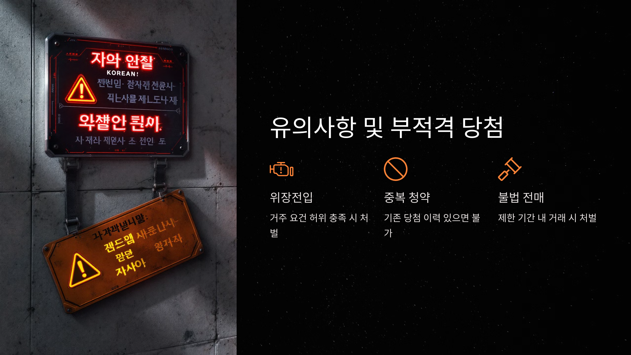 유의사항 및 부적격 당첨 사례