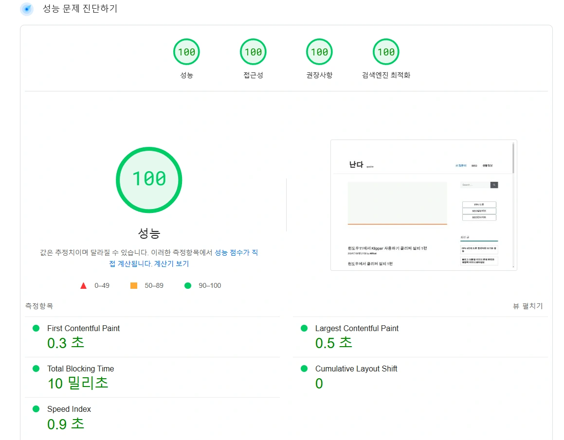 워드프레스 성능검사