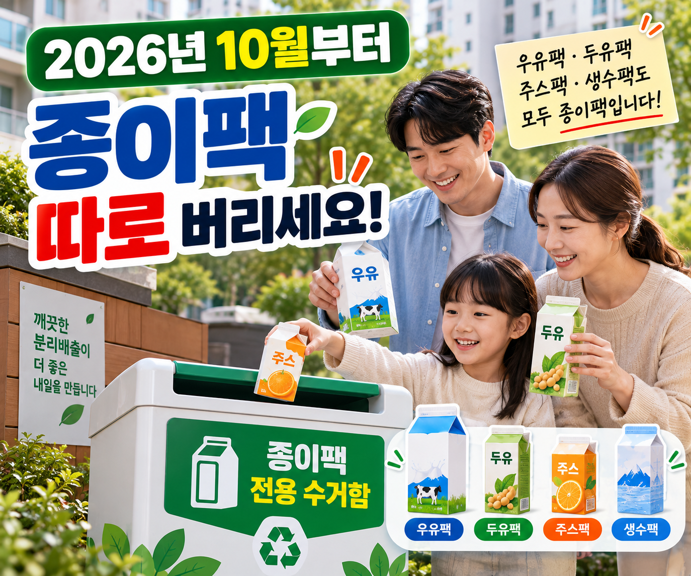 2026년 10월부터 우유팩&middot;두유팩 분리배출 달라진다? 종이팩 올바르게 버리는 방법