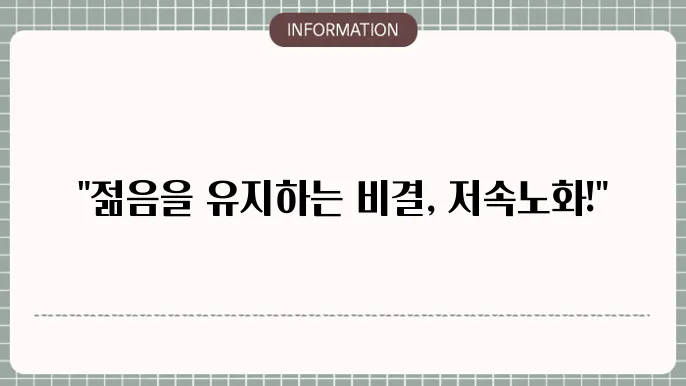 저속노화 식단 요소와 효과