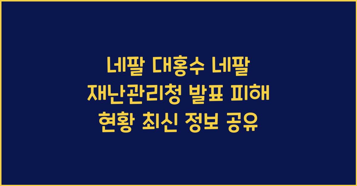 네팔 대홍수 네팔 재난관리청 발표 피해 현황