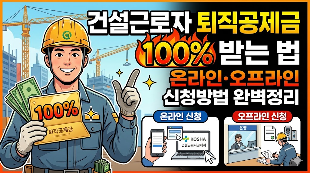 건설근로자 퇴직공제금 100% 받는 법 + 온라인·오프라인 신청방법 완벽정리