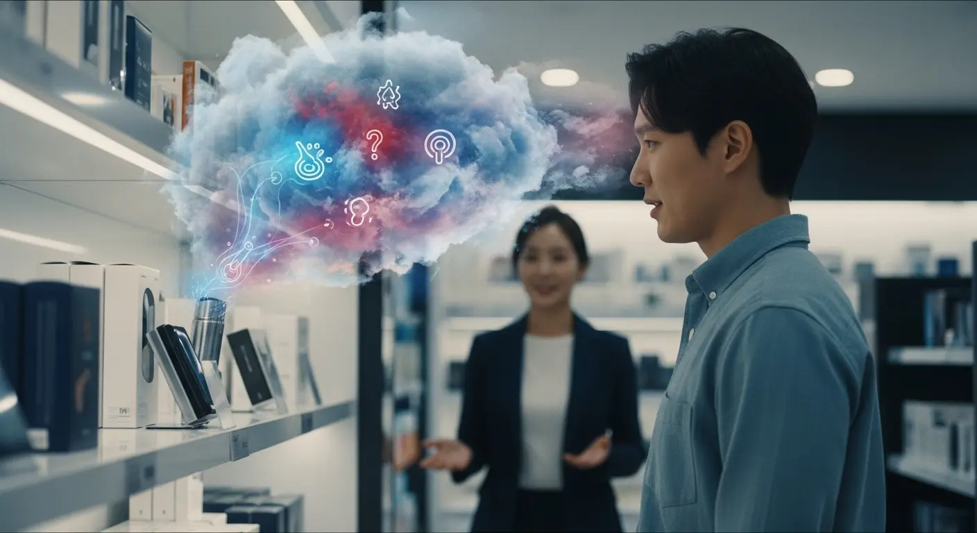 <img src="emotional_instincts_driving_decision_making_in_persuasion.webp" alt="제품을 바라보는 인물의 머릿속에 감정과 본능이 떠오르고 설득자가 그 감정에 먼저 접근하는 장면을 표현한 이미지 입니다">