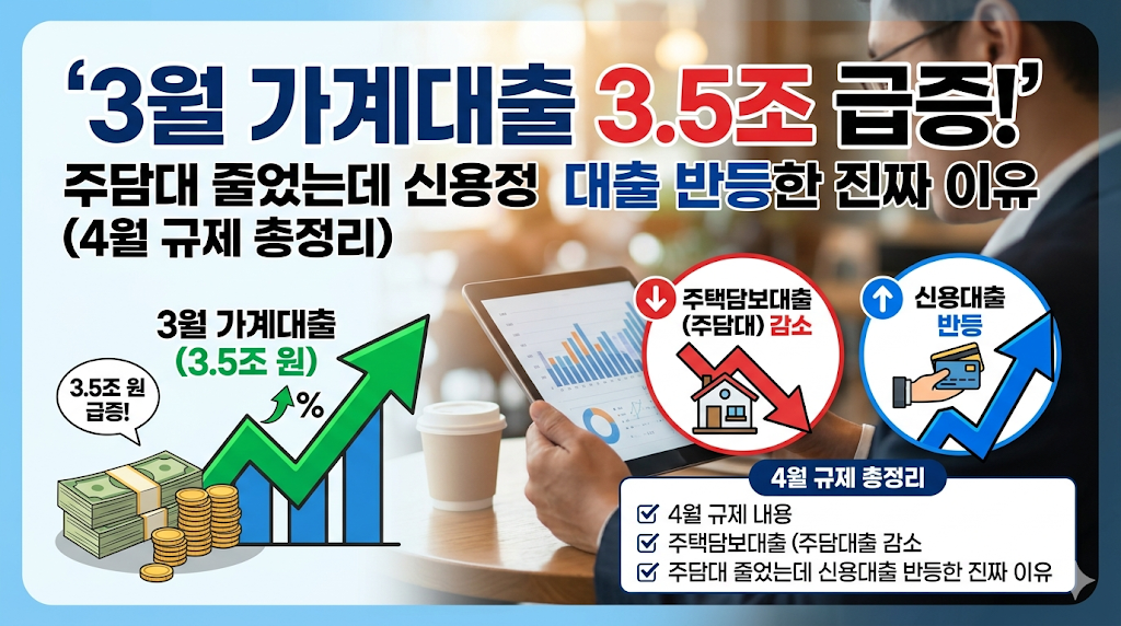 3월 가계대출 3.5조 급증! 주담대 줄었는데 신용대출 반등한 진짜 이유 (4월 규제 총정리)