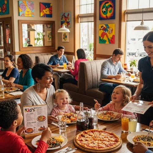 패밀리 레스토랑에서 식사하는 사진