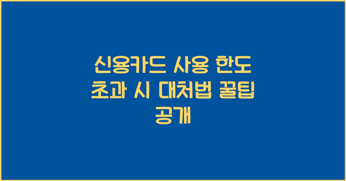 신용카드 사용 한도 초과 시 대처법