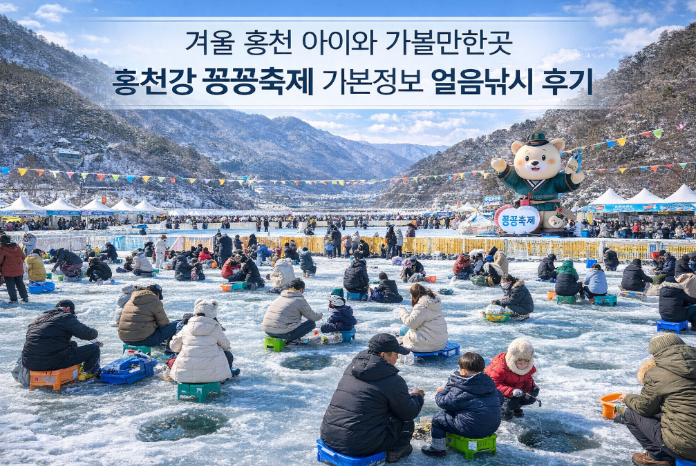 방학중인 아이와 함께한 홍천강 꽁꽁축제 얼음낚시 완벽 후기