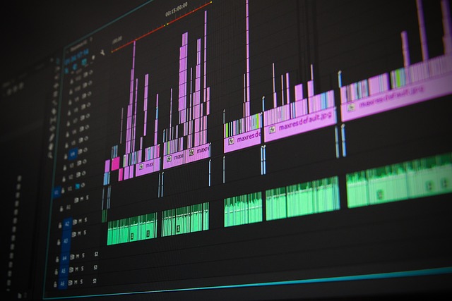 a computer is running video editing program