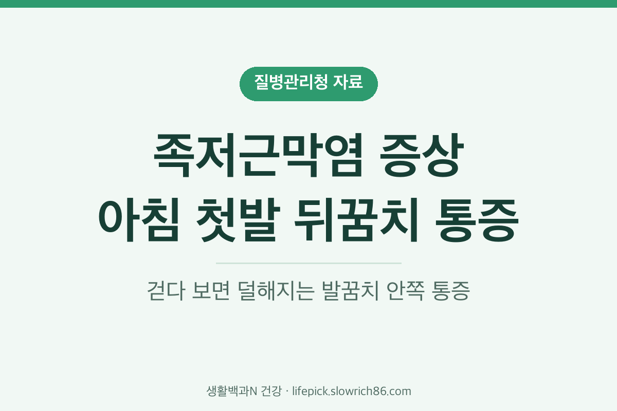 족저근막염 증상 아침 첫발 뒤꿈치 통증 질병관리청 자료
