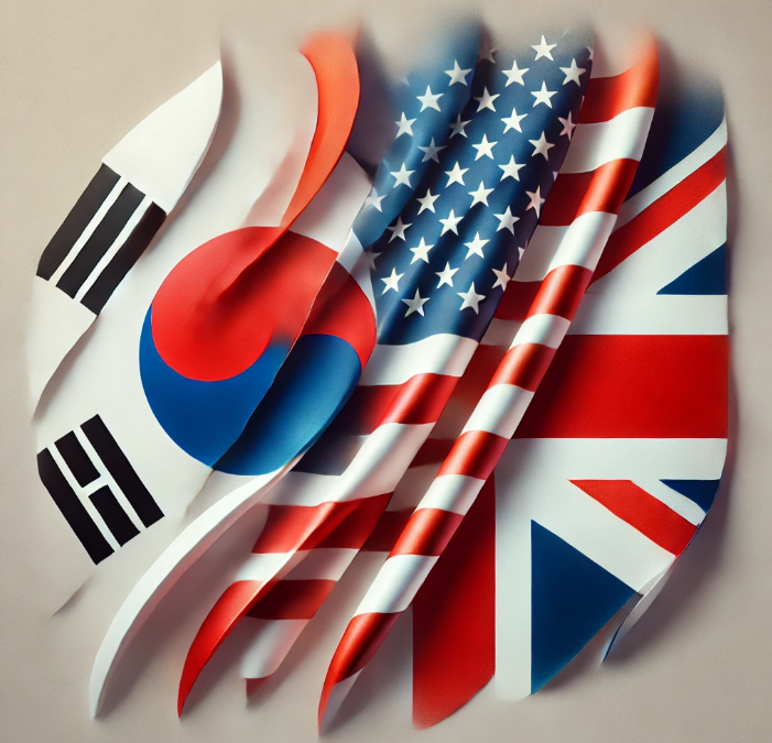 한국 미국 영국 국기 이미지