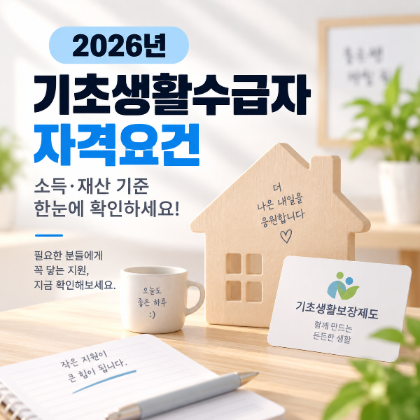 2026년 기초생활수급자 자격요건 소득 재산 기준