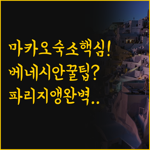 호기심 해결 마카오 숙소 베네시안 파..